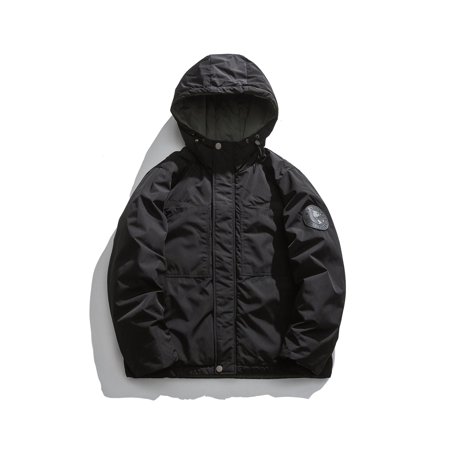 Winter Insulated Duck Down Hooded Jacket Zipper Long Sleeve Thermal Outerwear