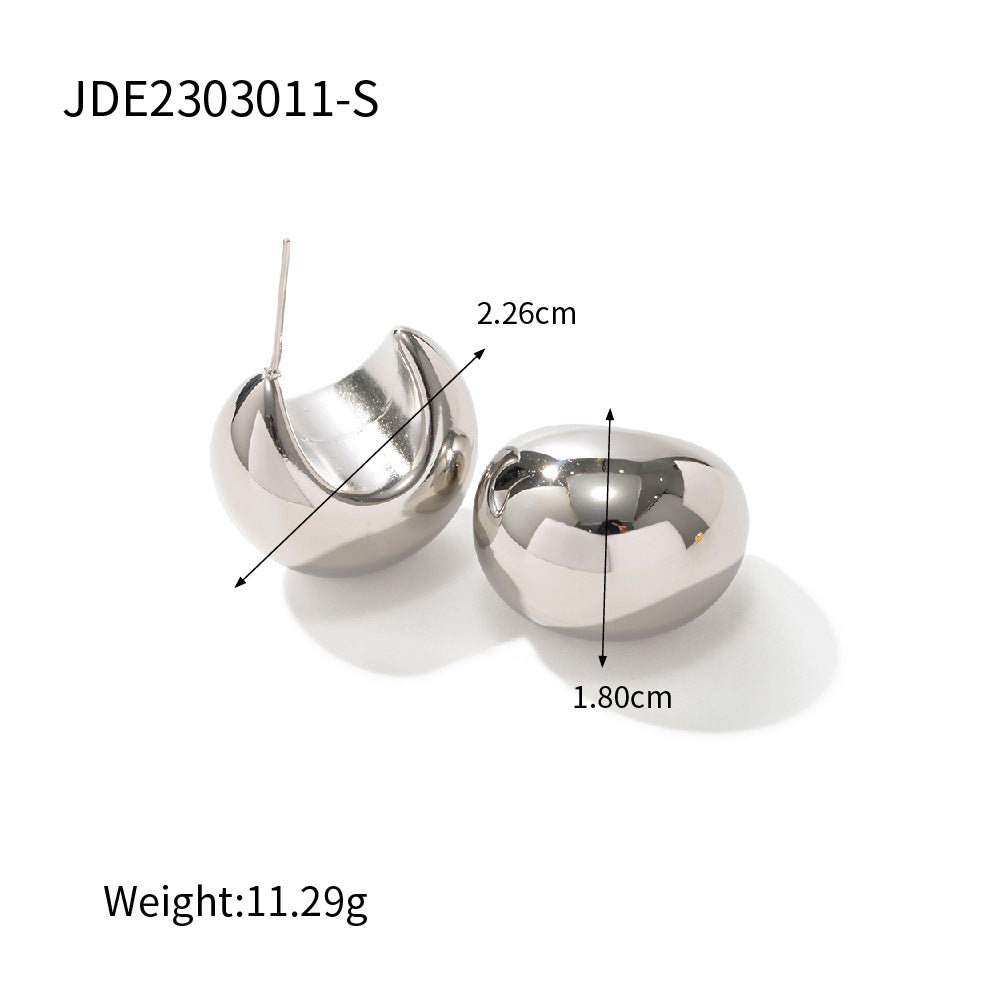 Crescent Semi-Circle Gold Silver Earrings Hollow Design Women's Jewelry