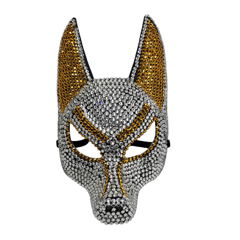 Full Face Anubis Mask Rhinestone Embellished Elastic Strap Halloween Masquerade