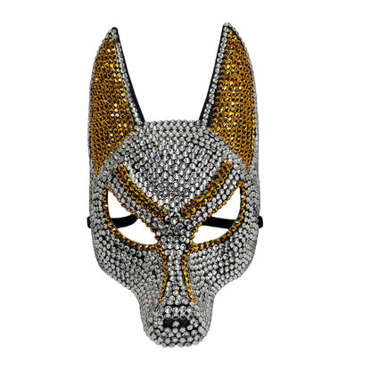 Full Face Anubis Mask Rhinestone Embellished Elastic Strap Halloween Masquerade