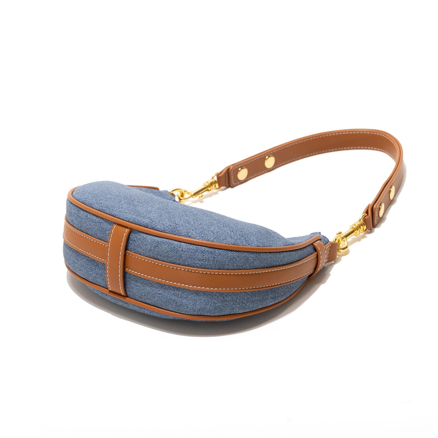 Luxury Denim Half Moon Shoulder Bag Vintage Canvas Crossbody Handbag