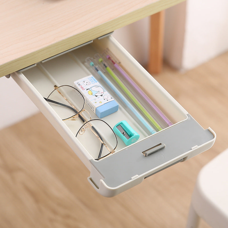 Under Desk Sliding Drawer Storage Box 29.7cm 16cm 4.2cm Desktop Stationery Small