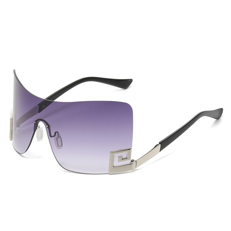 Large Frame Integrated Sunglasses UV400 Metal Arms Durable Unisex Outdoor Use