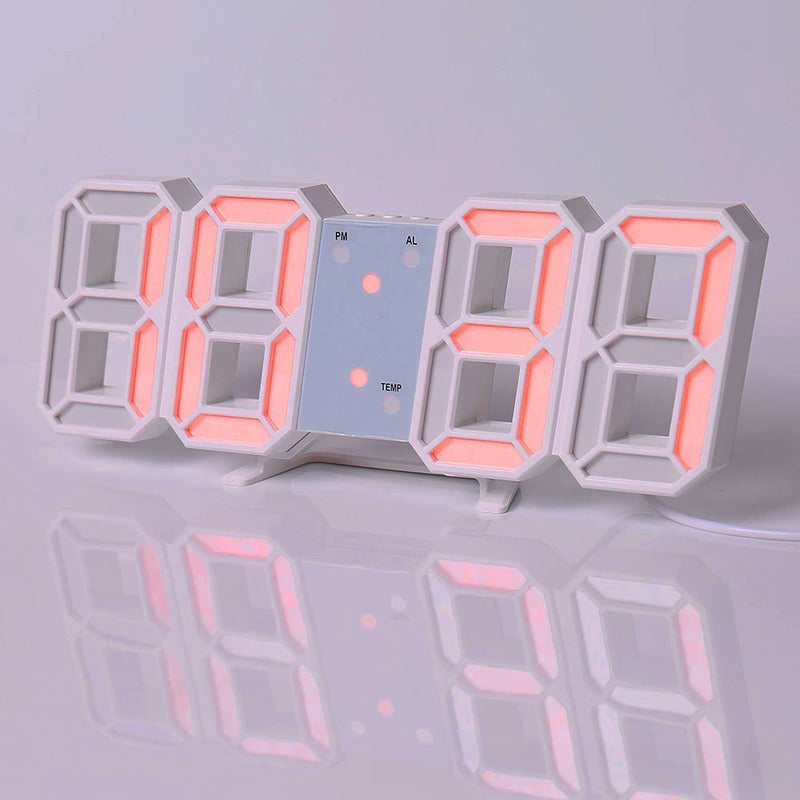 3D LED Digital Alarm Clock USB Charging 12/24 Hour Format Office Bedroom Kitchen