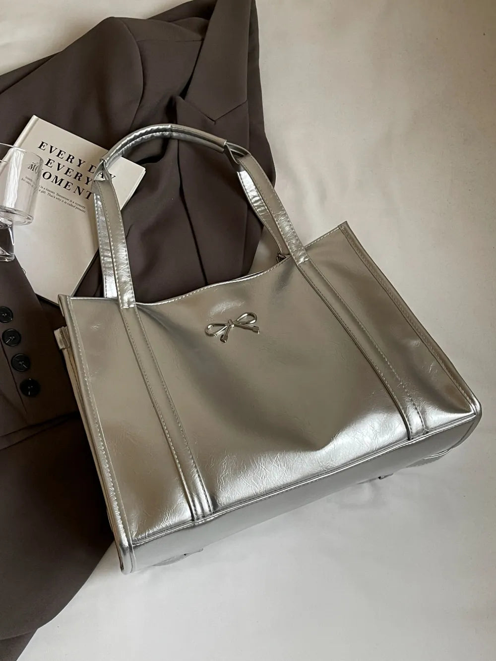 Adjustable Shoulder Strap Bag Faux Leather Zip Closure Roomy Interior Pockets