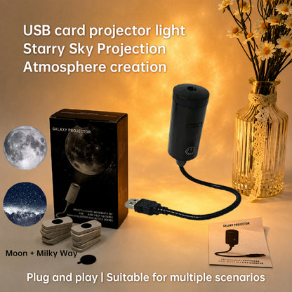USB Star Projector Plug Play Interchangeable Projection Cards Adjustable Focus