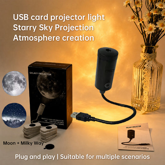 USB Star Projector Plug Play Interchangeable Projection Cards Adjustable Focus