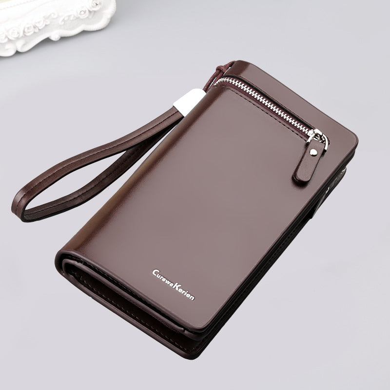 Leather Bifold Wallet Men Clutch Long ID Card Money Holder Slim Pocket Storage