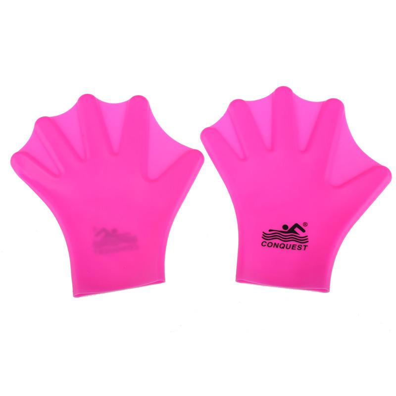 Adult Silicone Swimming Gloves Webbed Design Adjustable Strap Water Resistance