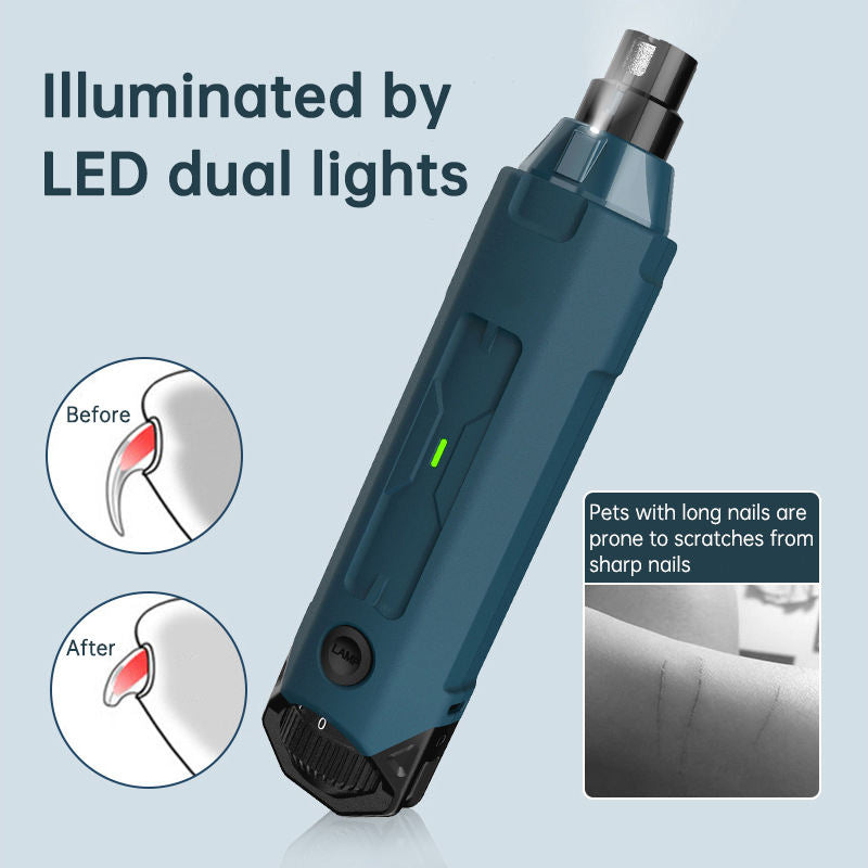 Rechargeable LED Dog Nail Grinder Electric Pet Nail Clipper Grooming Cats Dogs