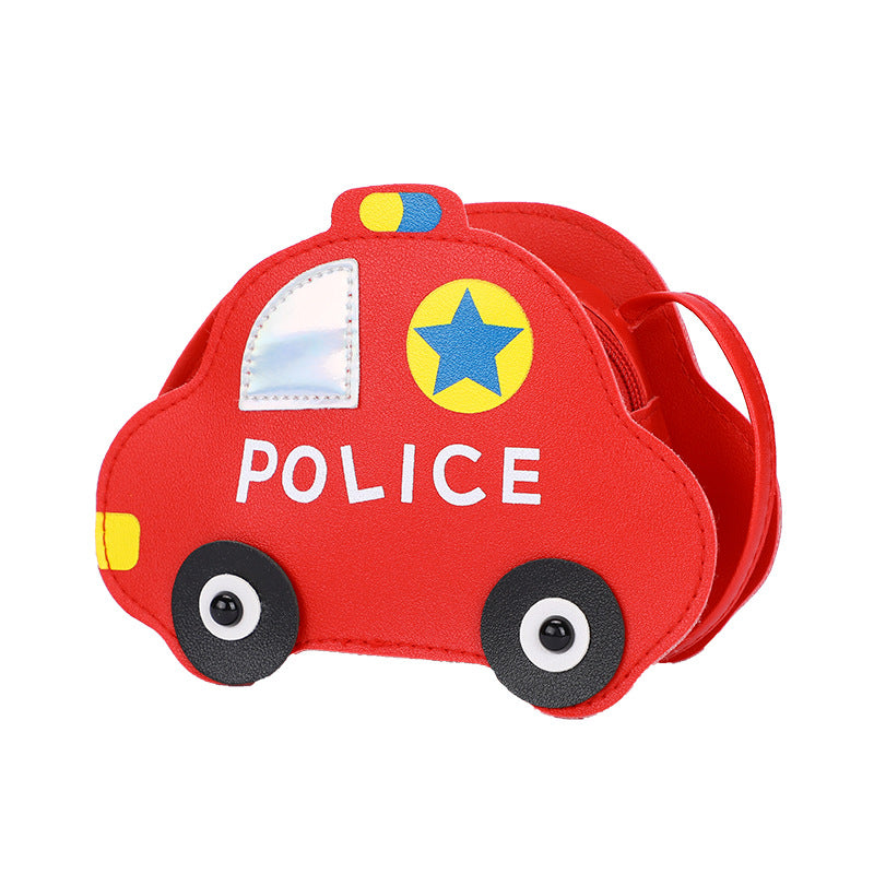 Kids Cartoon Police Car Shoulder Bag Lightweight School Travel Storage Pouch