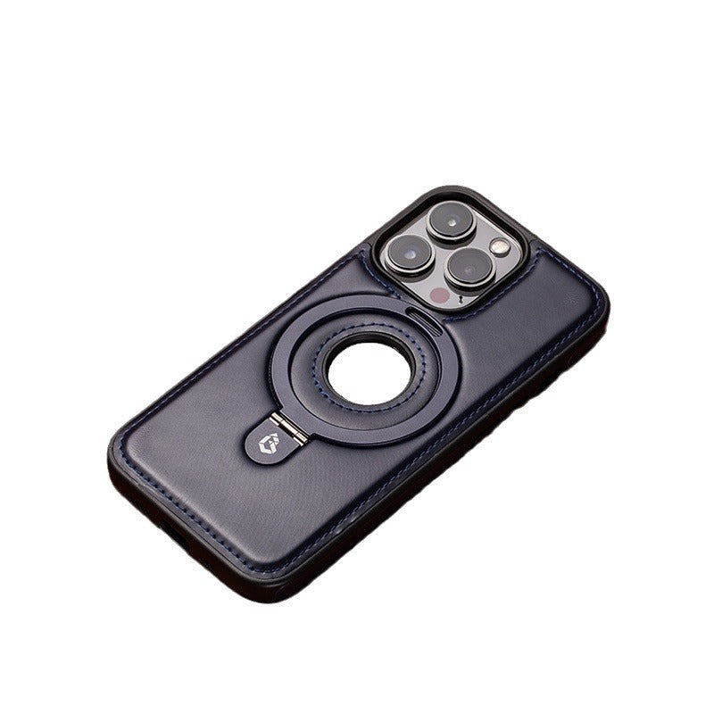 Genuine Leather Case For iPhone 16 15 14 13 12 Pro Max Magnetic Stand Shockproof
