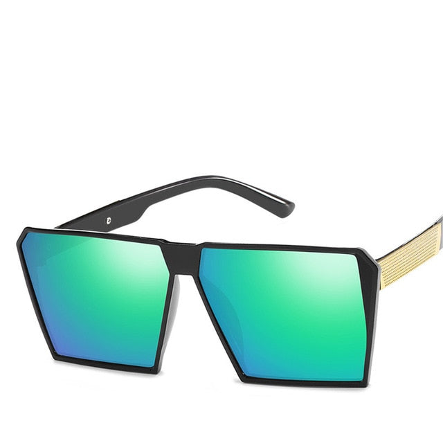 Unisex Reflective Oversized Square Sunglasses UV400 Full Coverage Lightweight