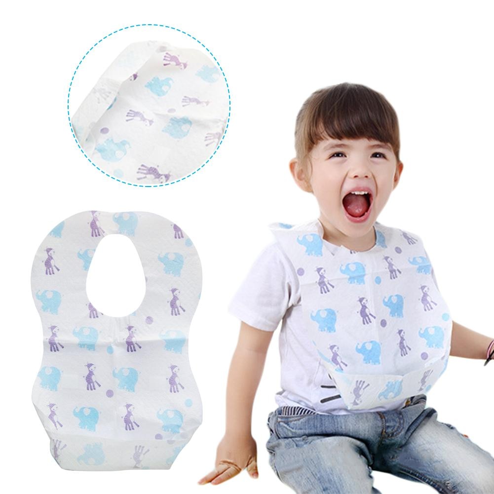 Disposable Non-Woven Baby Bibs Waterproof Toddler Feeding Saliva Apron 30pcs