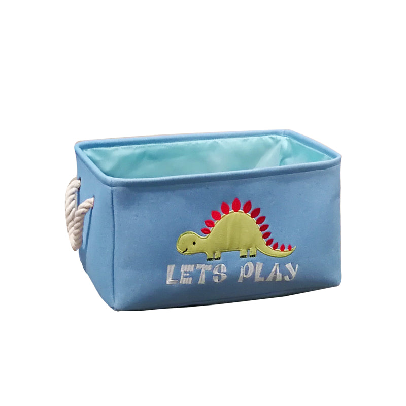 Canvas Folding Rectangular Toy Storage Basket Rope Handles Collapsible Design