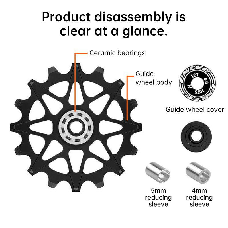MTB Road Bike Rear Derailleur Jockey Wheel Ceramic Bearings Aluminium 10T-16T