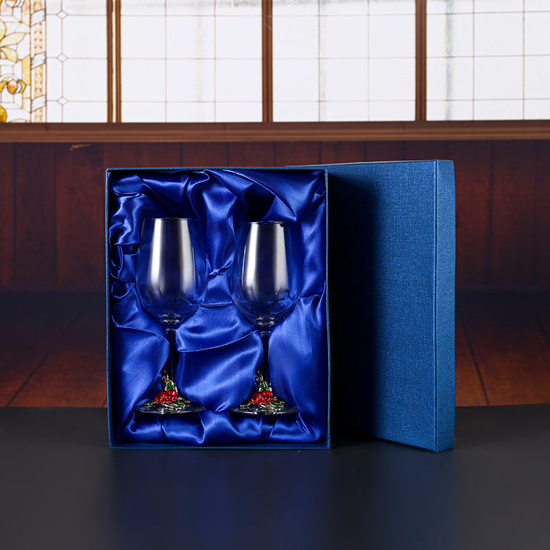 Enamel Crystal Glass Red Wine Goblet Decanter Set Premium Home Bar Essentials