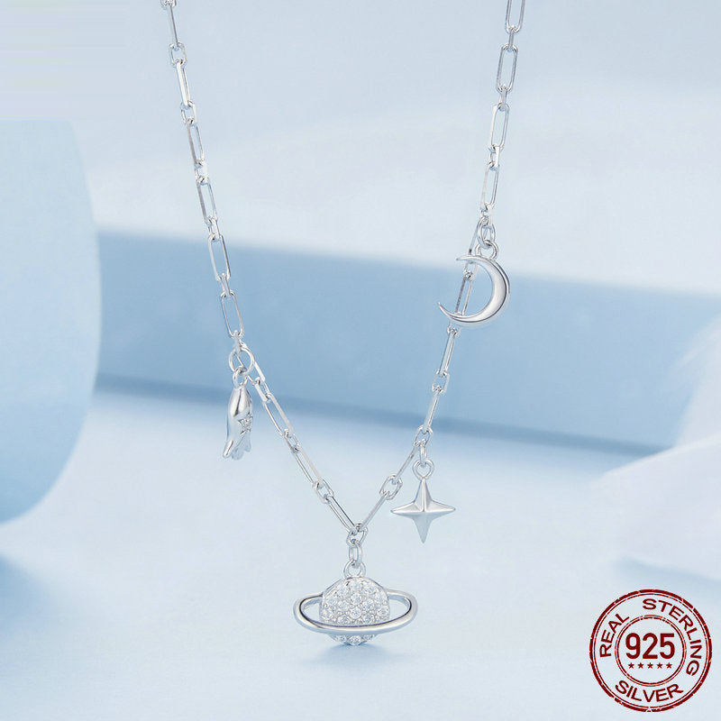 Women's 925 Sterling Silver Starry Sky Necklace Adjustable Distinctive Style