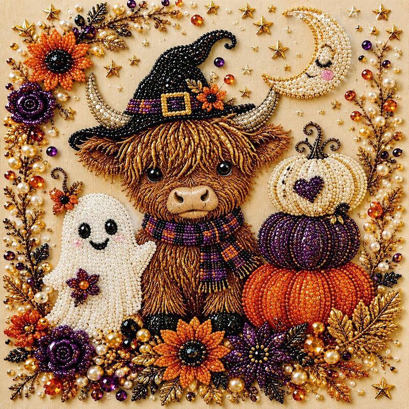 Diamond Art Kit Full Drill Halloween Ghost Crow Cat Pumpkin Skull Wall Decor