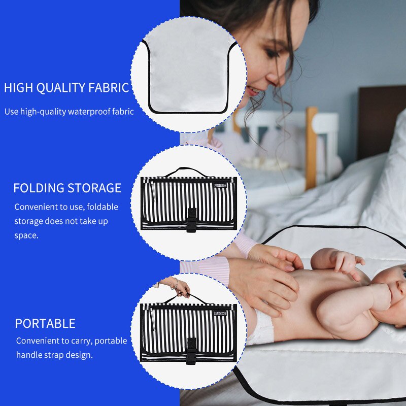 Portable Foldable Baby Changing Mat Waterproof Travel Diaper Pad Storage Pockets