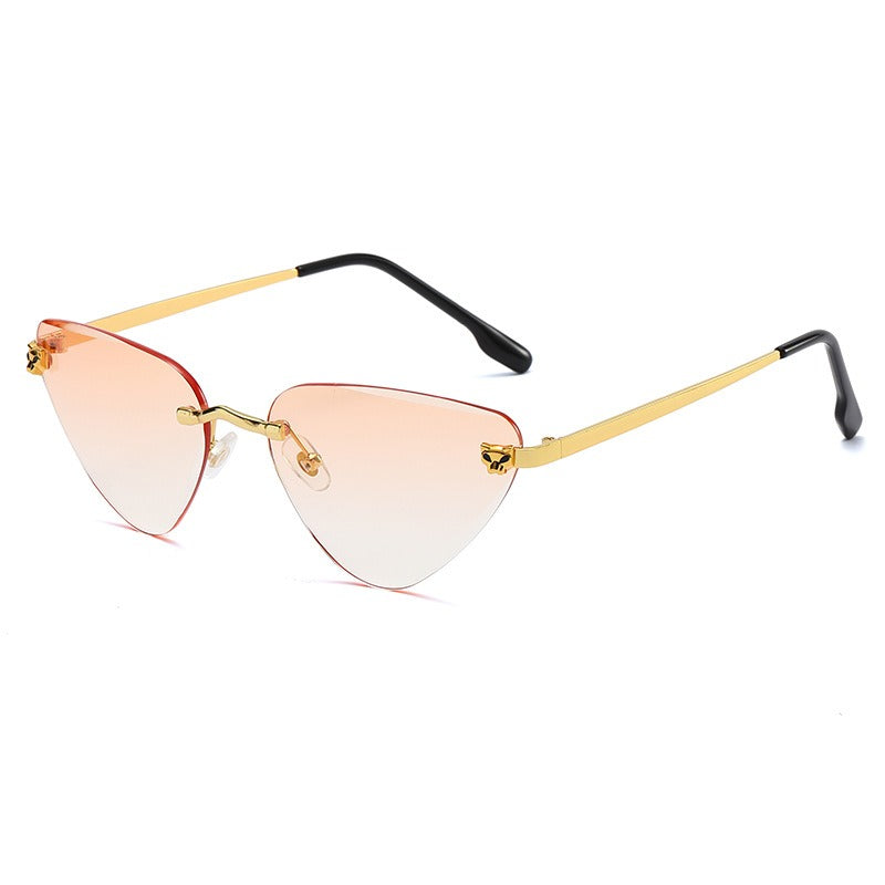 Women's Rimless Cutaway Sunglasses with UV400 Protection and Lightweight Design