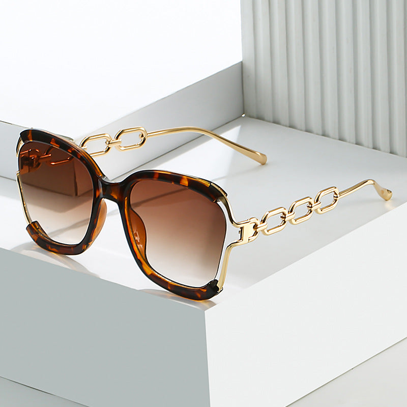 Womens Sunglasses UV400 Protection Metal Hollow Oval Frame Stylish Outdoor Eyewear