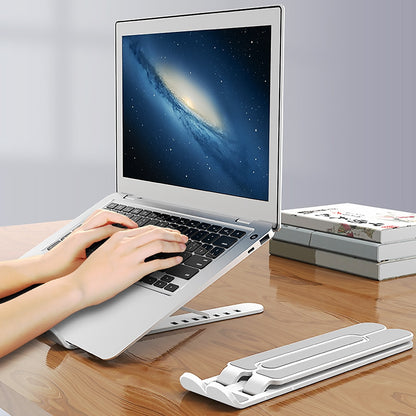 Portable Aluminium Laptop Stand Foldable Height Adjustable Silicone Pads Cooling