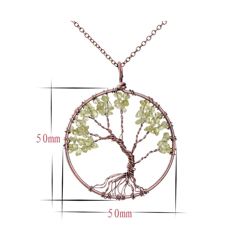 5CM Tree Of Life Crystal Natural Stone Pendant Necklace