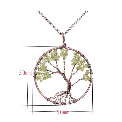 5CM Tree Of Life Crystal Natural Stone Pendant Necklace