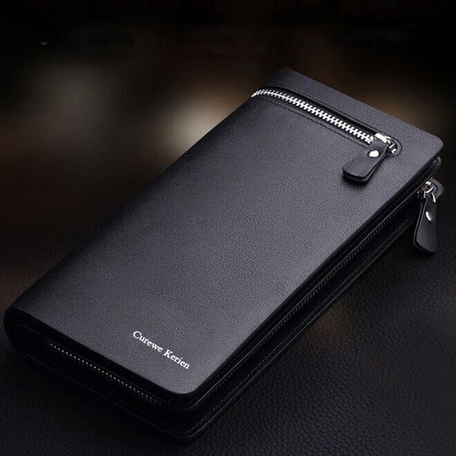 Leather Bifold Wallet Men Clutch Long ID Card Money Holder Slim Pocket Storage
