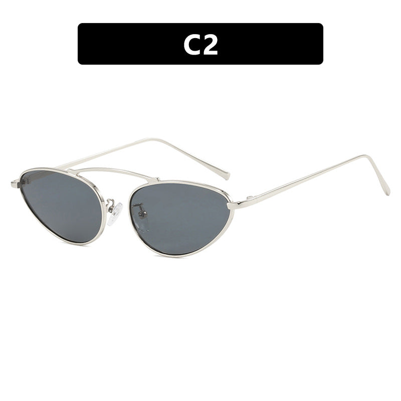 Women's Cat Eye Sunglasses Single Beam Metal Frame UV400 Sun Protection Stylish