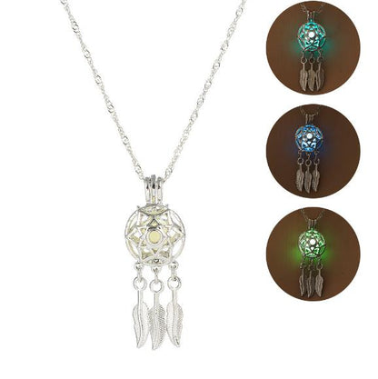 Dream Catcher Luminous Dangle Pendant Necklace Glow In The Dark Jewellery