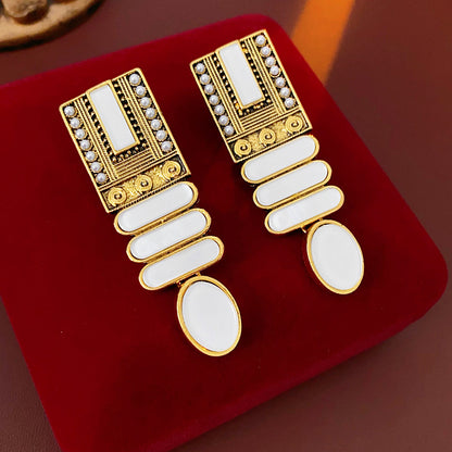 Geometric Artificial Pearl Earrings French Retro Court Style Elegant