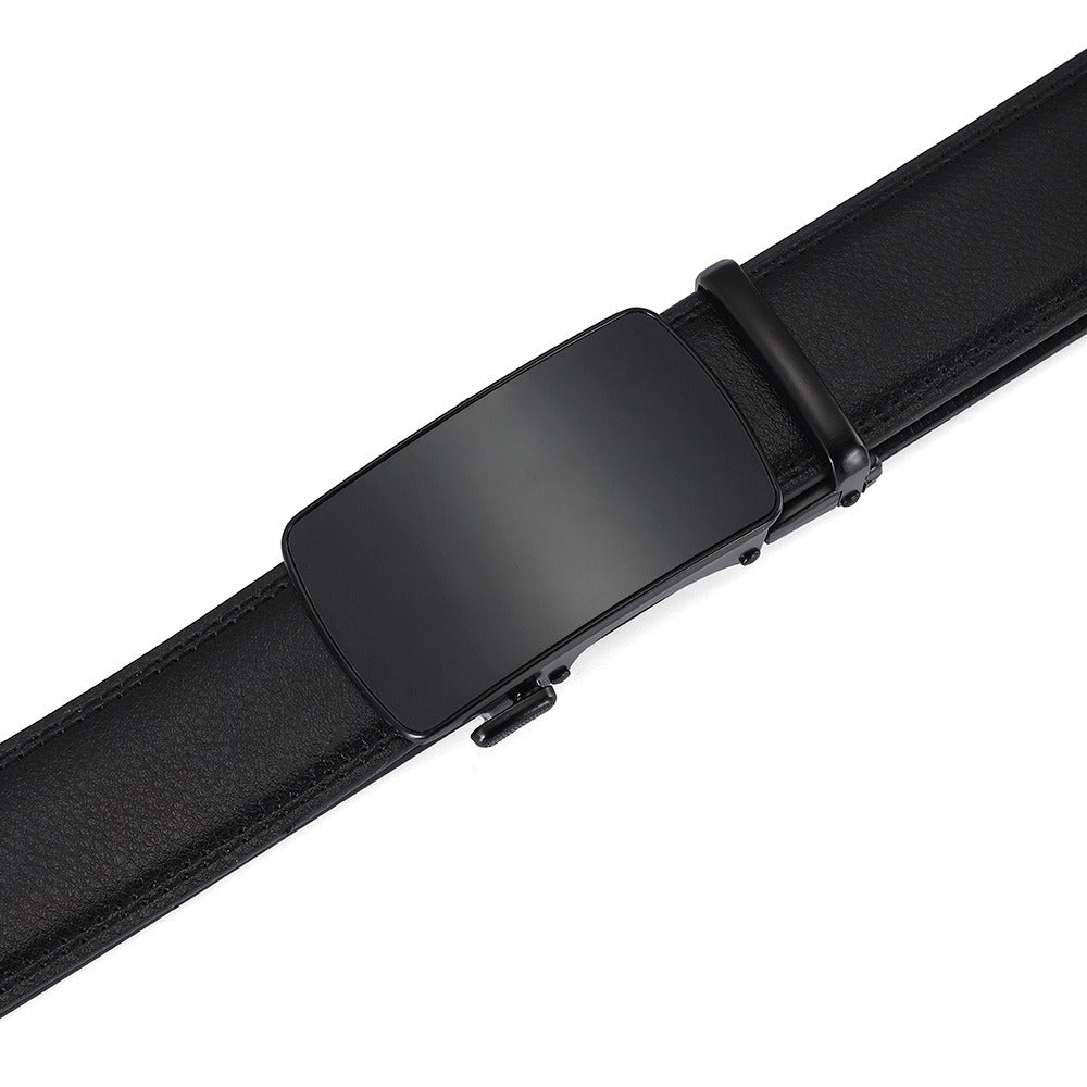 Men’s Genuine Leather Belt Automatic Buckle Two-Layer Cowhide Black Brown