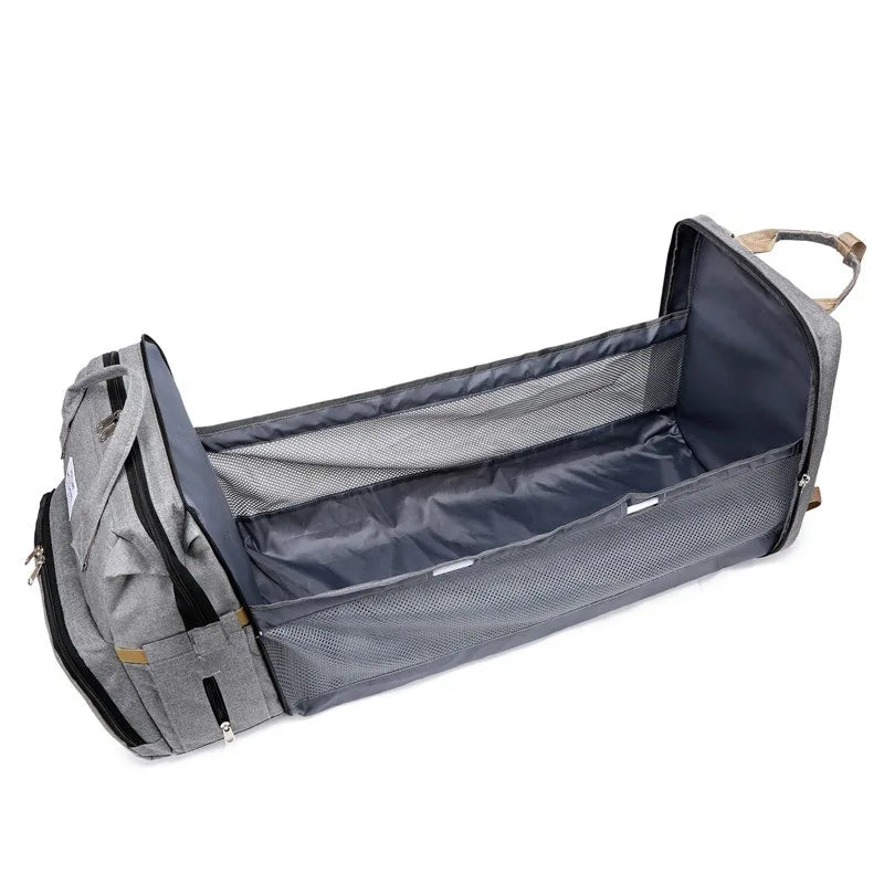 Baby Diaper Backpack Integrated Folding Crib Waterproof Spacious Travel Nappy Bag