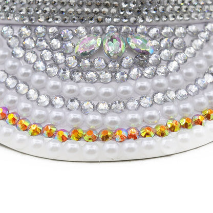 Ladies' Elegant Wedding Party Hat with Gold Diamond Pearl Floral Detailing 79cm