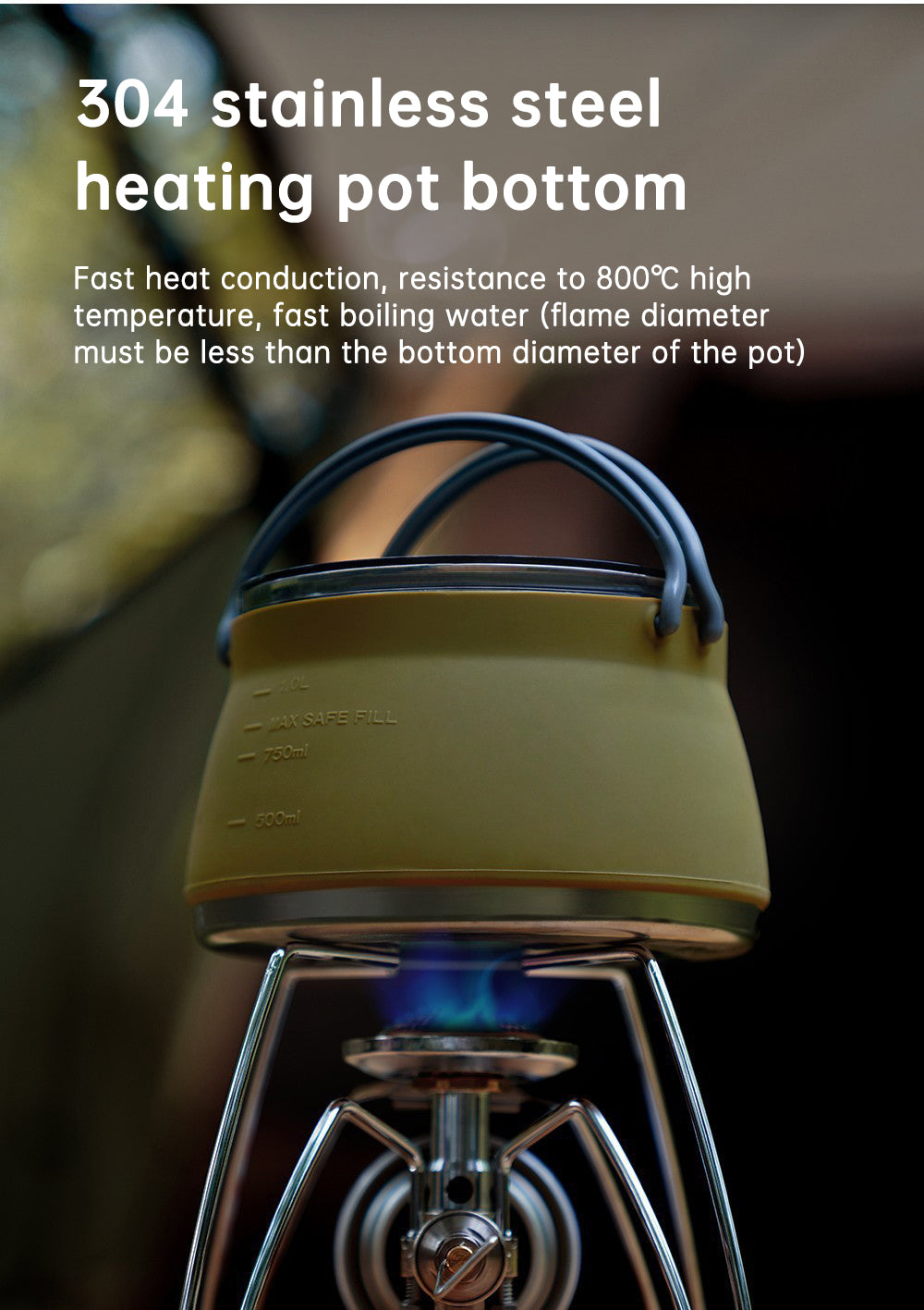 Travel Camping Silicone Kettle Lightweight Collapsible Space Efficient Design