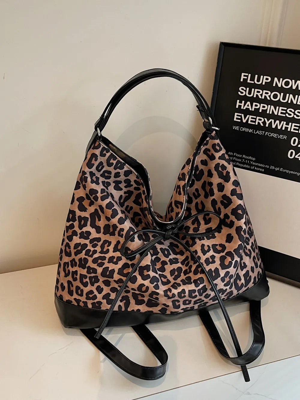 Leopard Print Crossbody Shoulder Bag Adjustable Strap Versatile Design Lightweight
