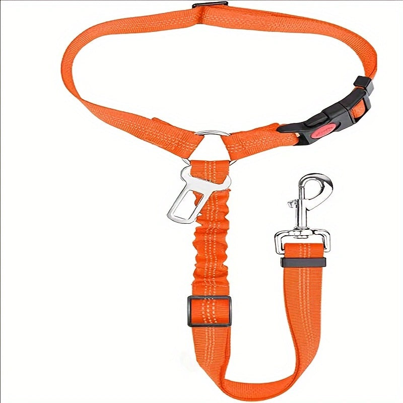 Pet Car Seat Belt | Adjustable Dog Safety Harness with Bungee Buffer, 360° Swivel Clip