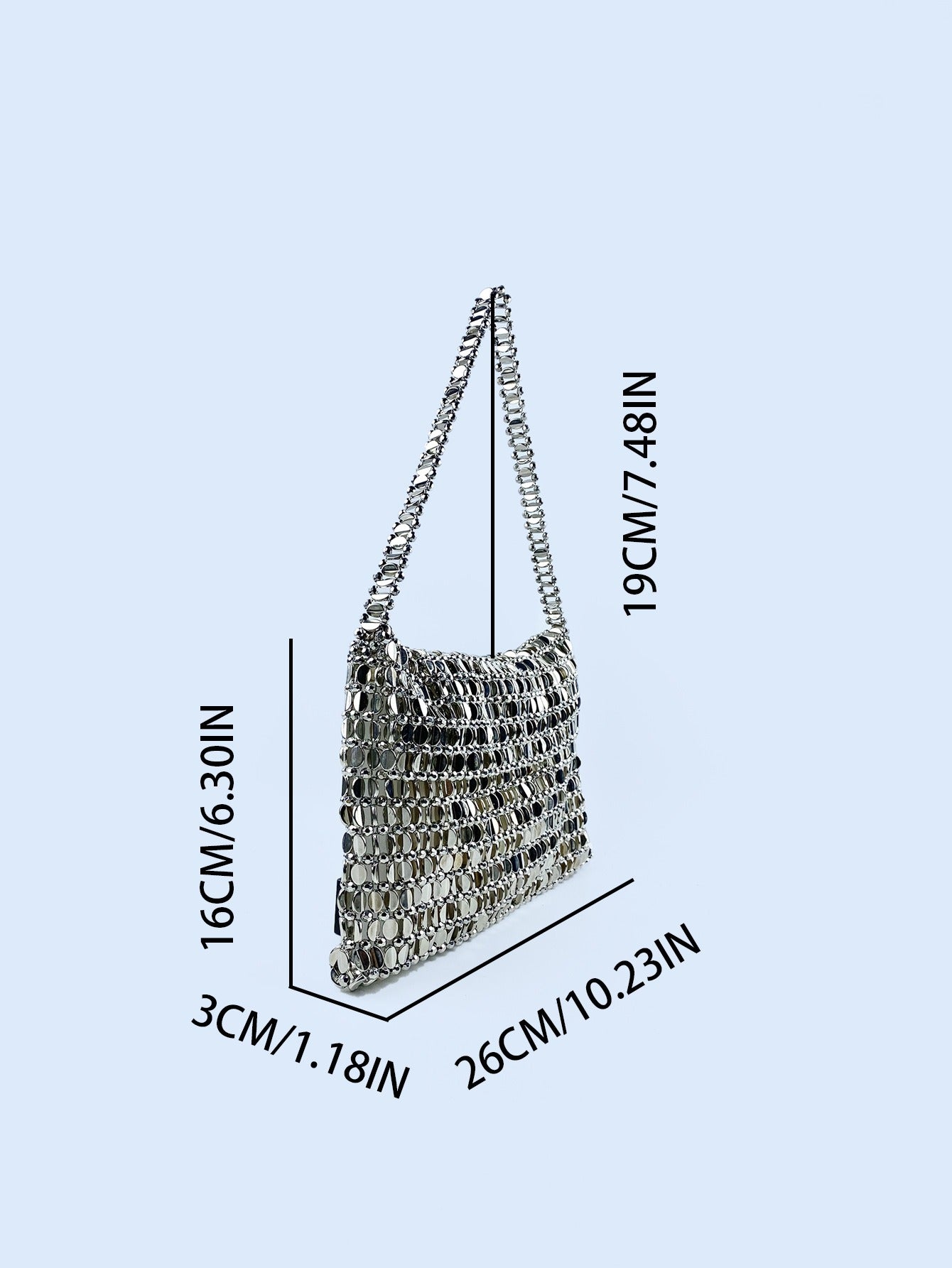 Retro Metal Sequin Handbag Women's Shoulder Bag Silver Urban Casual Style