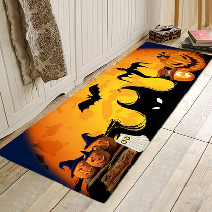 Halloween Printed Flannelised Polyester Rectangular Floor Mat Bathroom Door