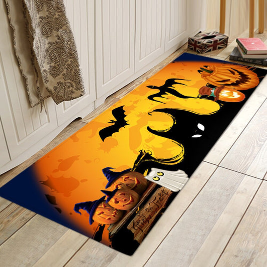 Halloween Printed Flannelised Polyester Rectangular Floor Mat Bathroom Door