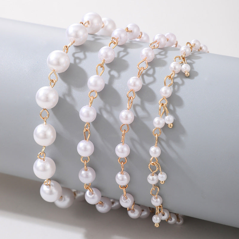 Multi-Layer Pearl Beaded Anklet Chain Womens Jewellery Jewelry Gift Dainty