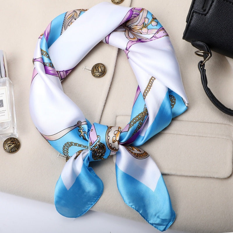 Premium Silk Feel Women's Square Scarf 70x70cm Satin Fashion Print Womens