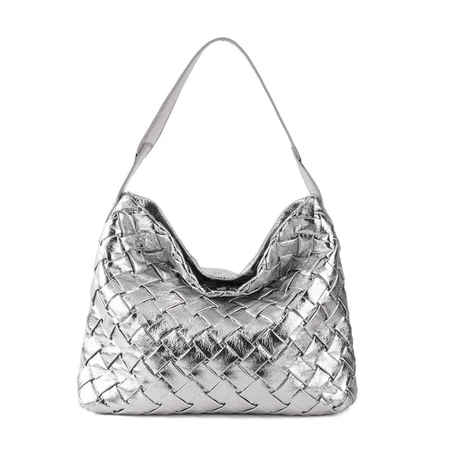 Woven PU Tote Bag - Large Capacity Shoulder Bag, Stylish Handbag for Women