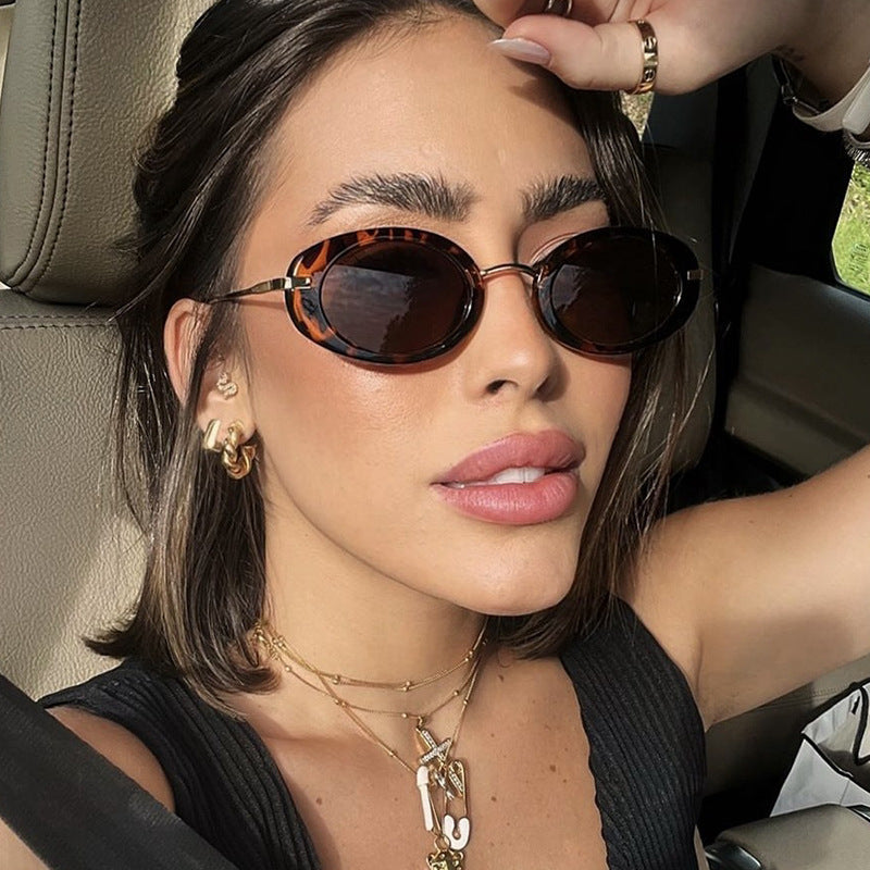 Women's Small Frame Oval Retro Sunglasses UV Protection Lightweight Fashion Accessory