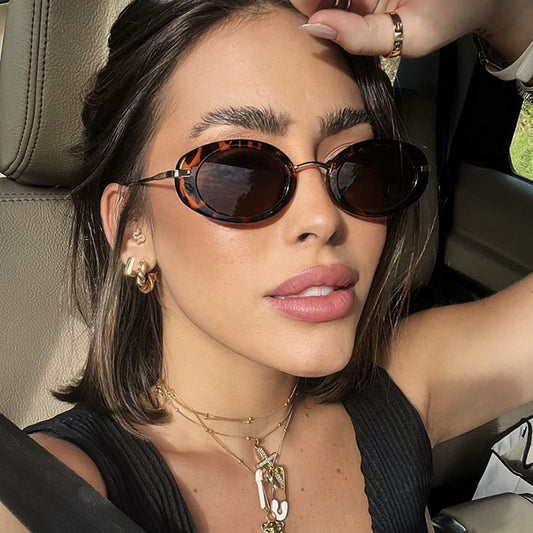 Women's Small Frame Oval Retro Sunglasses UV Protection Lightweight Fashion Accessory