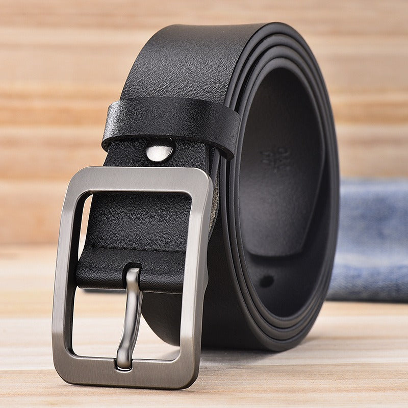 Men's Genuine Real Leather Belt Buckle Trouser Jeans Denim Casual Black Brown