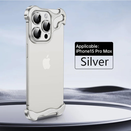 Alien Metal Case For Apple iPhone 15 Pro Max 14 13 12 Frameless Lens Cover