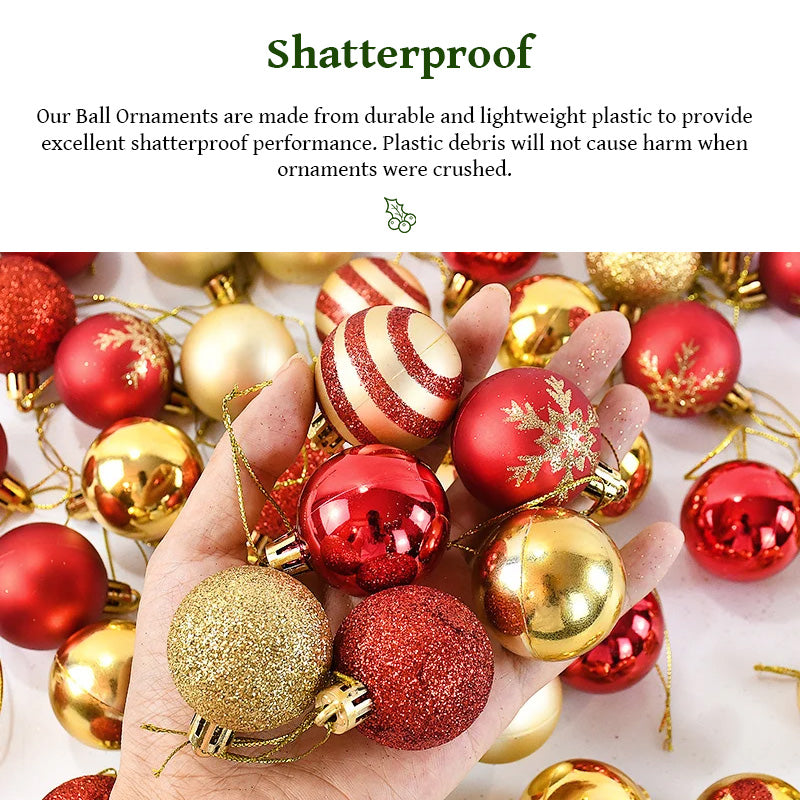 Shatterproof Christmas Tree Ball Ornaments 50 Pack Lightweight Electroplated